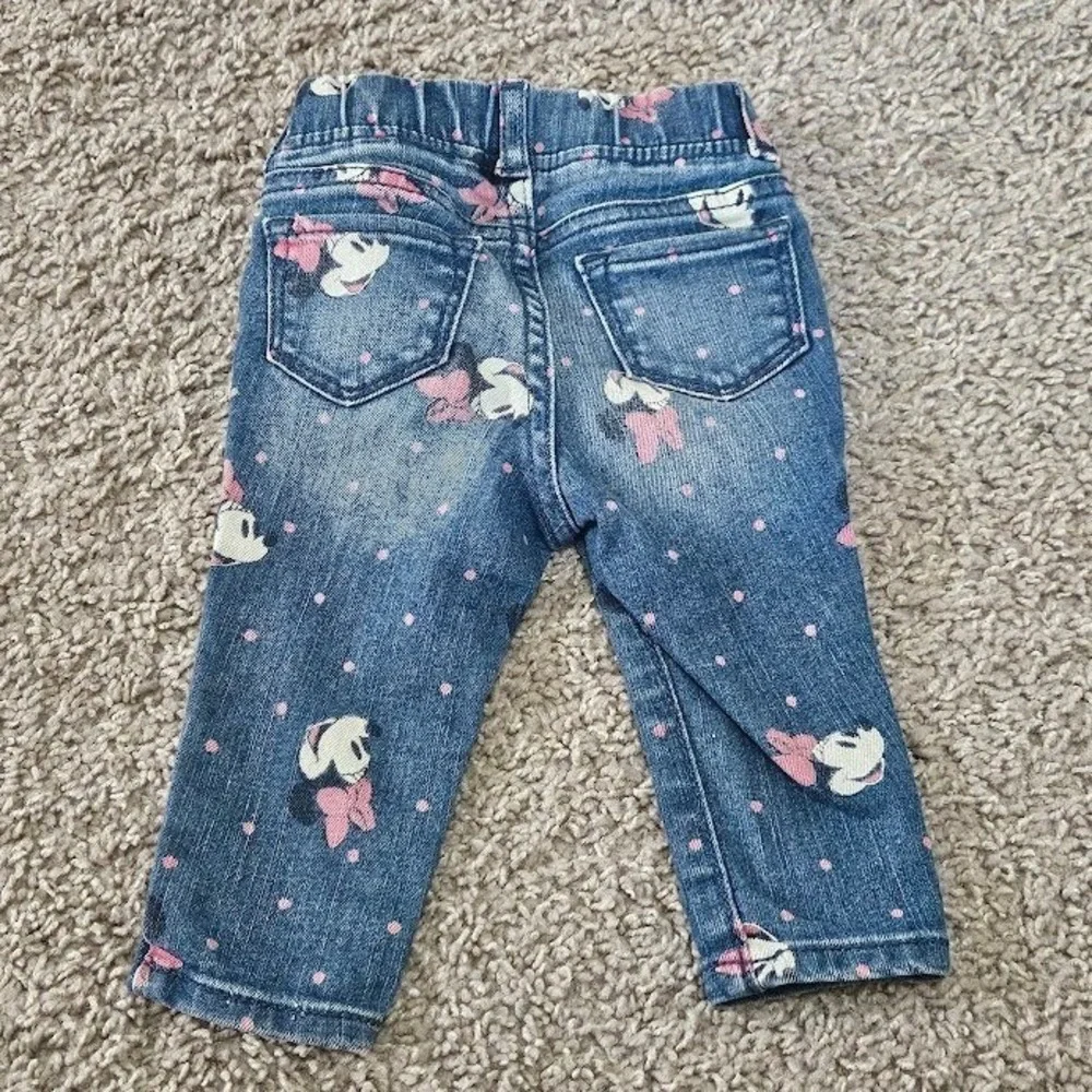 Gap Disney Minnie Mouse High Stretch Jeggings Blue Denim Pink Baby 6-12 Months